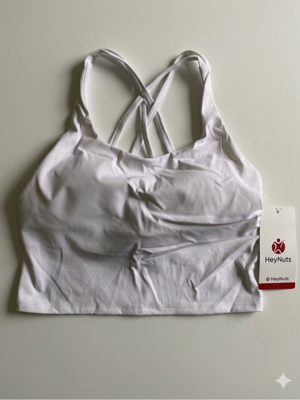 HeyNuts White Cross-Back Sports Bra Crop Top